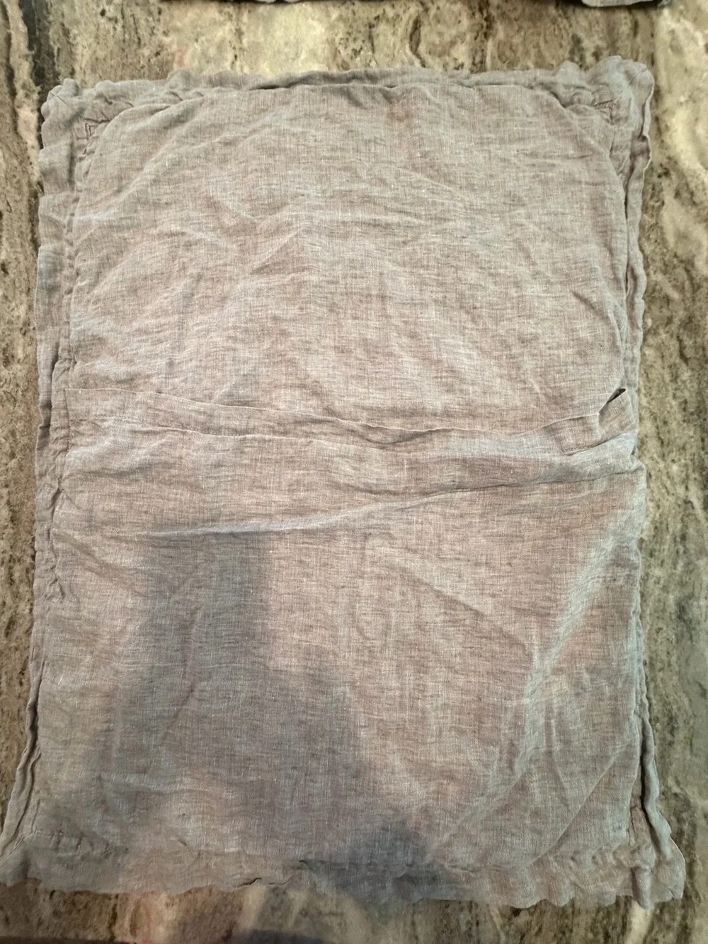 2 Pottery Barn Linen Diamond Quilted Standard Pillow Shams. Gray